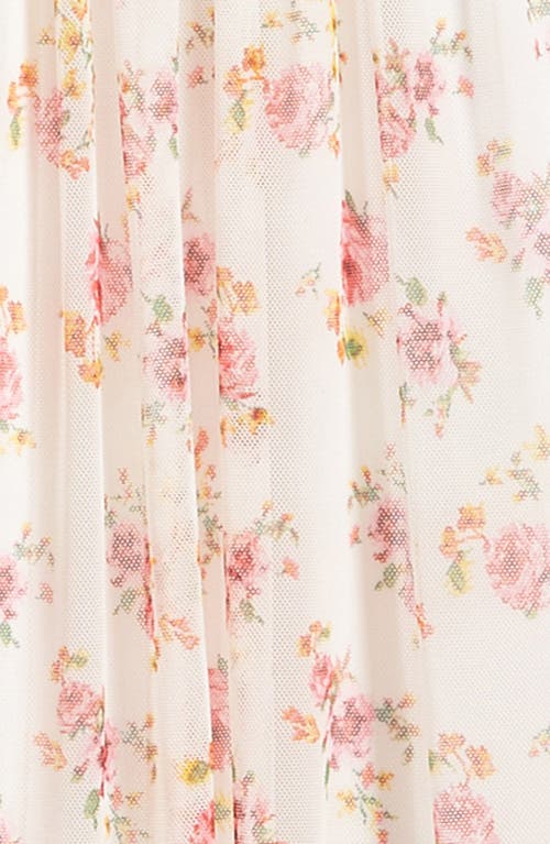 Ava & Yelly Kids' Floral Smocked Bodice High-low Sundress In Pink/white Multi