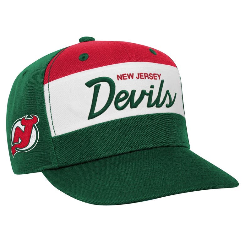 Mitchell & Ness Kids' Youth  Green/red New Jersey Devils Retro Script Color Block Adjustable Hat In Multi