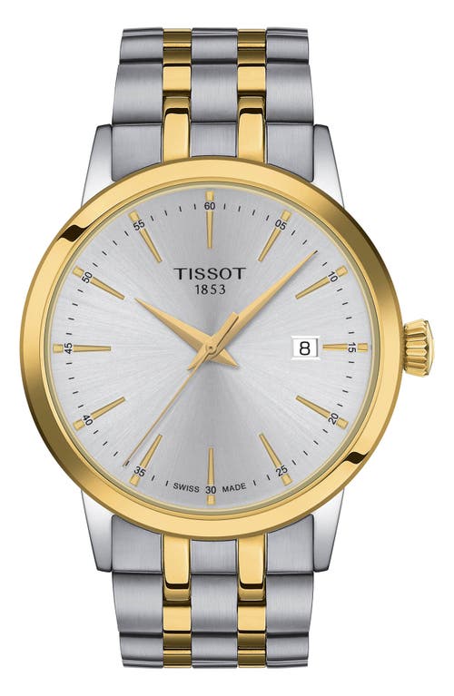 Tissot Classic Dream Bracelet Watch, 42mm In Grey/yellow Gold