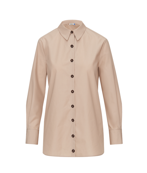 Ansea The Poplin Button Down Shirt In Khaki