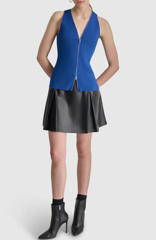 Shop Dkny Front Zip Sweater Vest In Lapis Blue