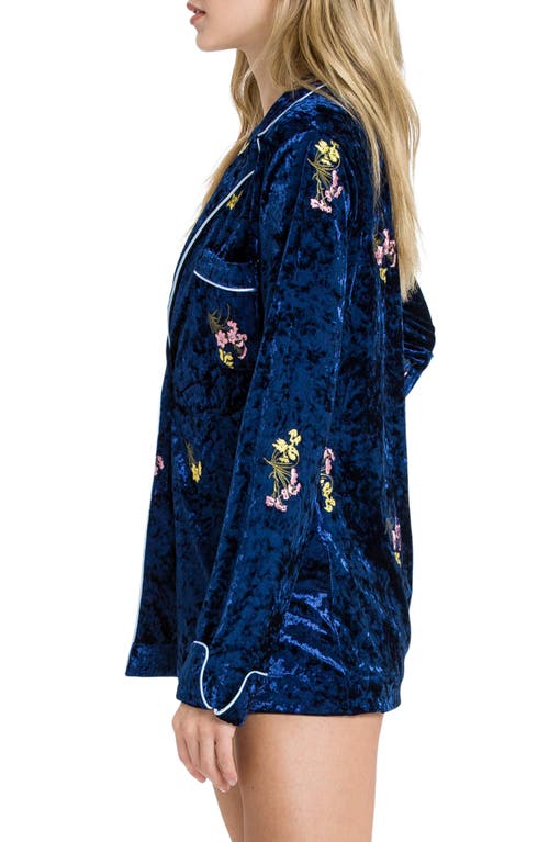 Endless Rose Velvet Pajama Jacket In Navy