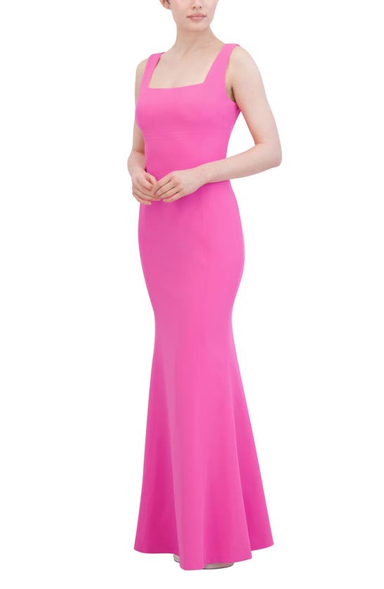 Shop Laundry By Shelli Segal Square Neck Fishtail Gown In Azalea Pink