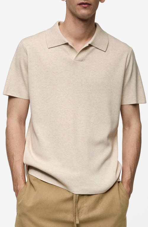 Shop Mango Johnny Collar Polo In Sand