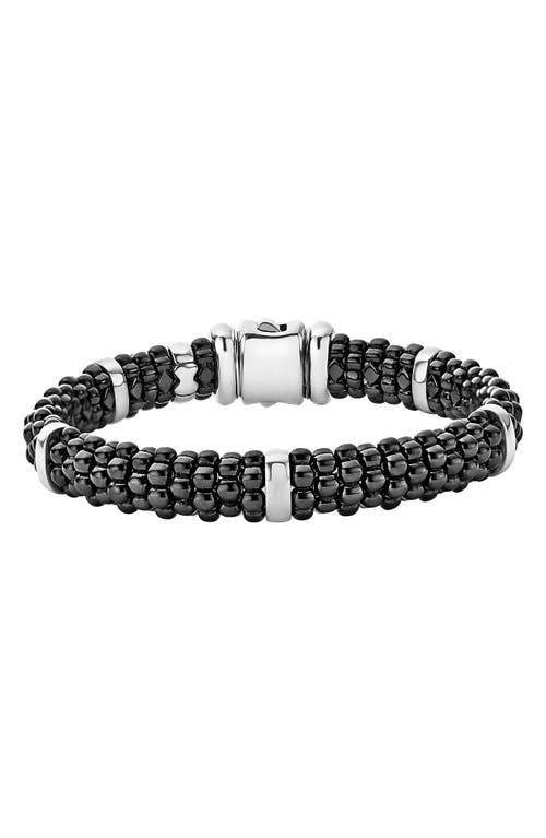 Shop Lagos Black Caviar Station Bracelet In Black/silver/gold