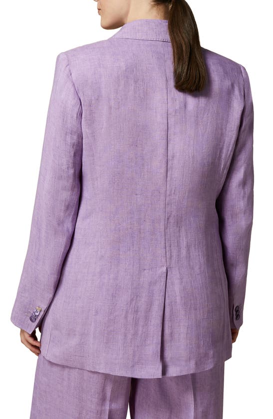 Shop Marina Rinaldi Louvre Double Breasted Linen Jacket In Lilak