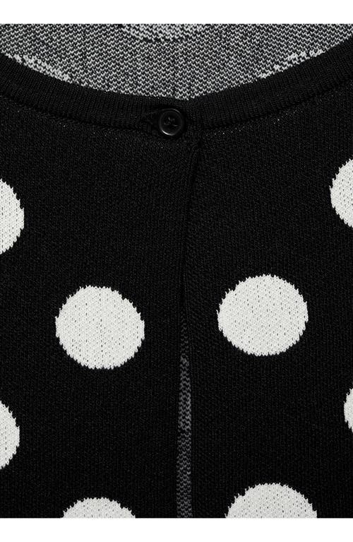 Shop Mango Polka Dot Cardigan In Black