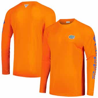 Men's Columbia Royal/Orange Florida Gators Super Terminal Tackle Omni-Shade Raglan Long Sleeve Hoodie T-Shirt Size: Large