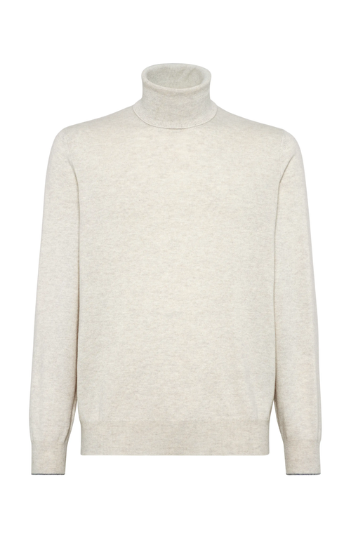 Shop Brunello Cucinelli Turtleneck Sweater In Stone Grey