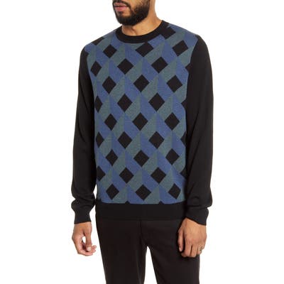 Calibrate Geo Print Crewneck Sweater, Blue