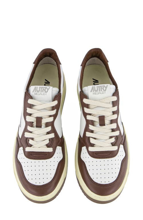 Shop Autry Medalist Low Top Sneaker In Leather/leat White/chestnut