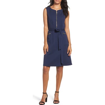 Ellen Tracy A-Line Ponte Dress, Blue