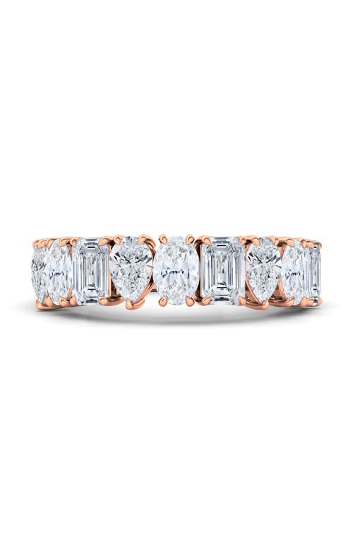 Hautecarat Pear, Oval & Emerald Cut Lab Created Diamond Half Eternity Ring In Rose Gold