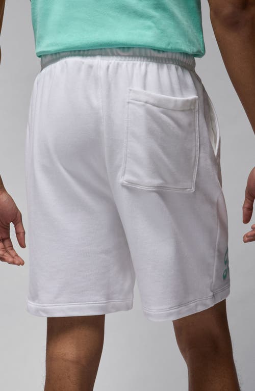 Shop Jordan Mvp Sweat Shorts In White/emerald Rise