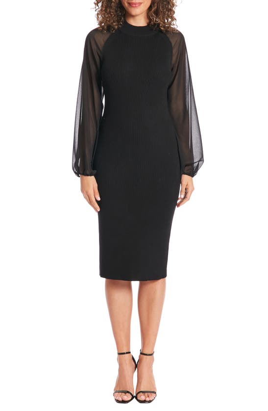 Shop Maggy London Long Sleeve Rib Sweater Dress In Black