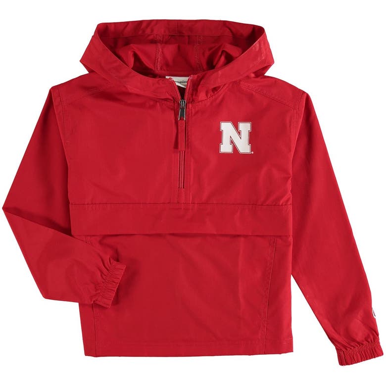 Champion Kids' Youth  Scarlet Nebraska Huskers Pack & Go Quarter-zip Windbreaker Jacket In Red