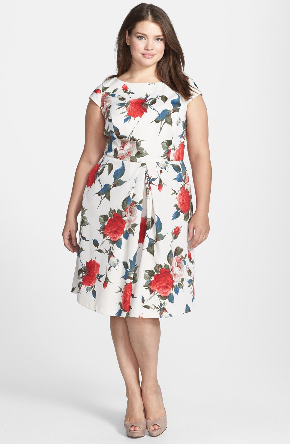 ABS by Allen Schwartz Vintage Floral Print Fit & Flare Dress (Plus Size
