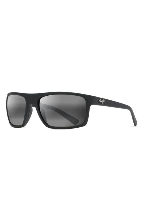 Maui Jim Byron Bay 62mm Polarizedplus2® Sunglasses In Matte Black/neutral Grey