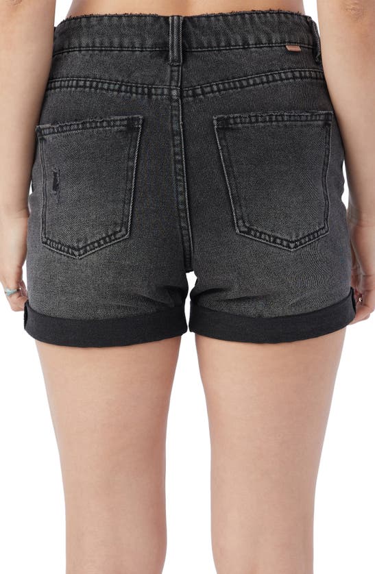 Shop O'neill Katrina Roll Cuff Denim Shorts In Washed Black