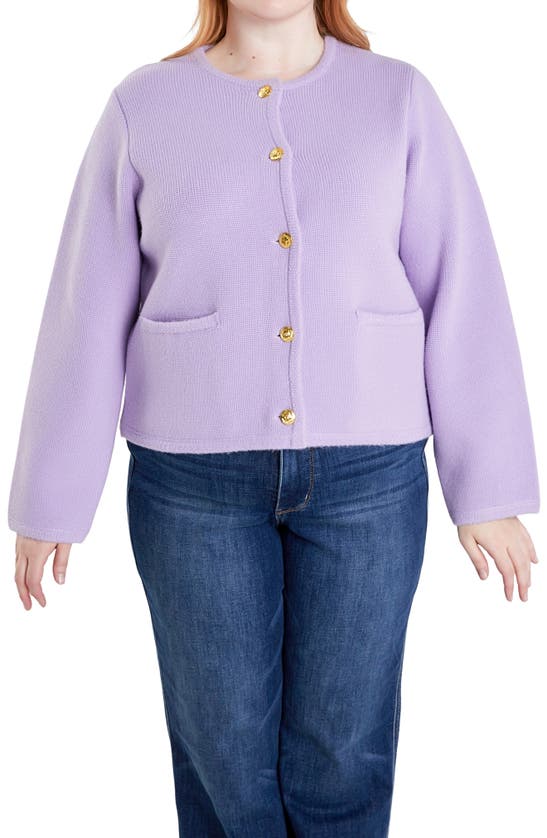 Shop English Factory Pocket Cardigan In Lilac