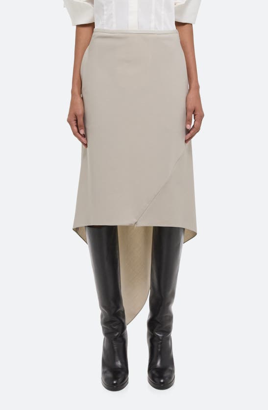 Shop Helmut Lang Scarf Hem Virgin Wool Maxi Skirt In Sand
