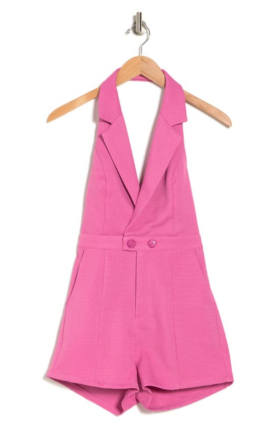 Shop Lulus Boardroom Cutie Tweed Halter Romper In Pink
