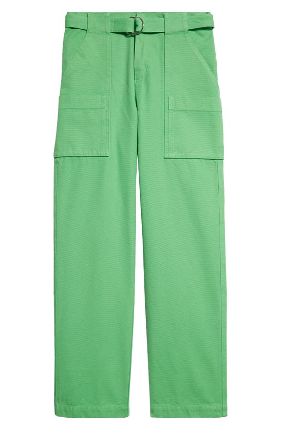 Shop Jw Anderson Belted Garment Dyed Cotton Cargo Pants In Lime Green