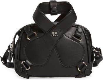 Courrèges Loop Leather Crossbody Bag in Black