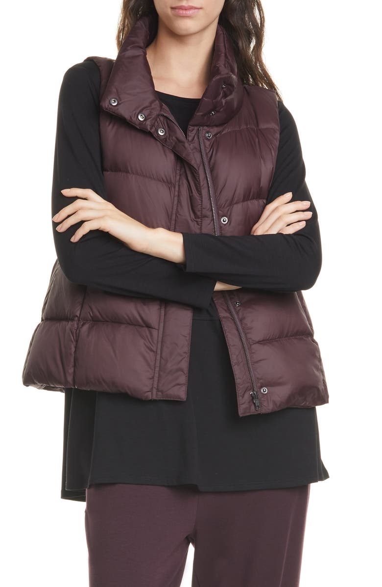 EILEEN FISHER Down Puffer Vest, Main, color, CASSIS