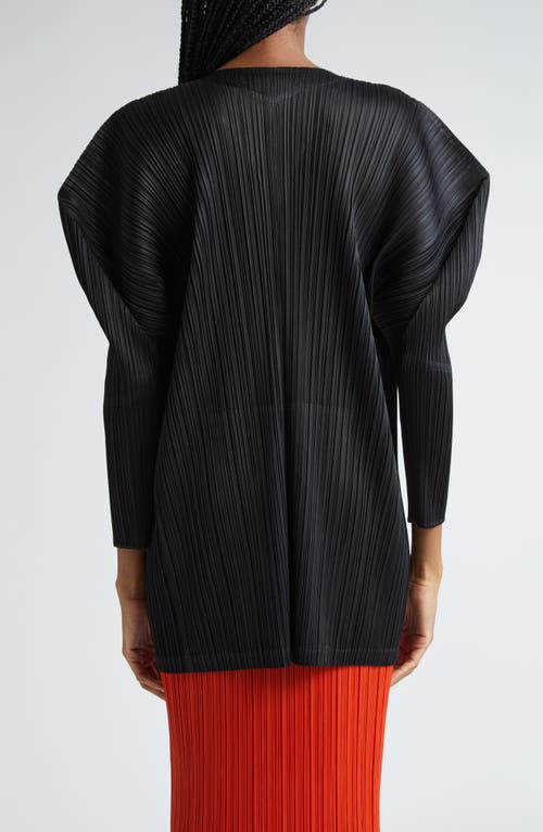 Shop Issey Miyake Pleats Please  Monthly Colors July Pleated Cardigan In Black