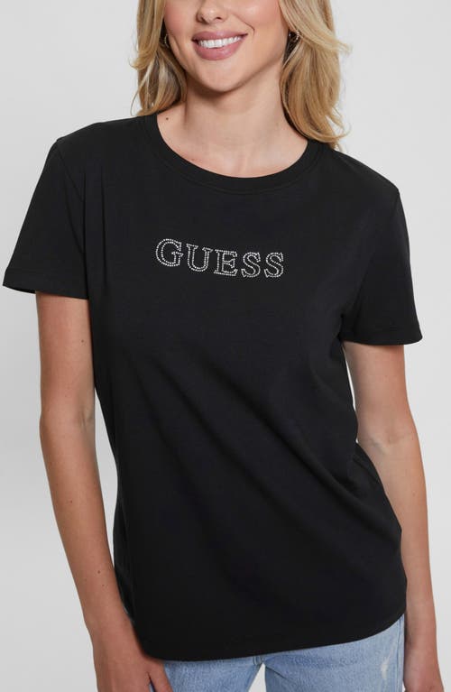 Guess Briana Embellished Logo T-shirt In Jet Black