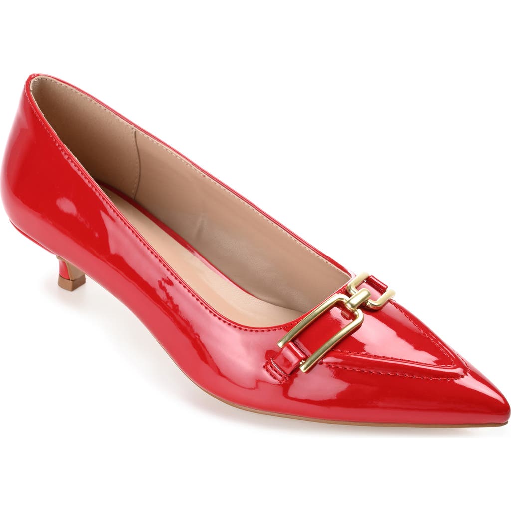 Journee Collection Rumi Metal Bit Kitten Heel Pump In Red