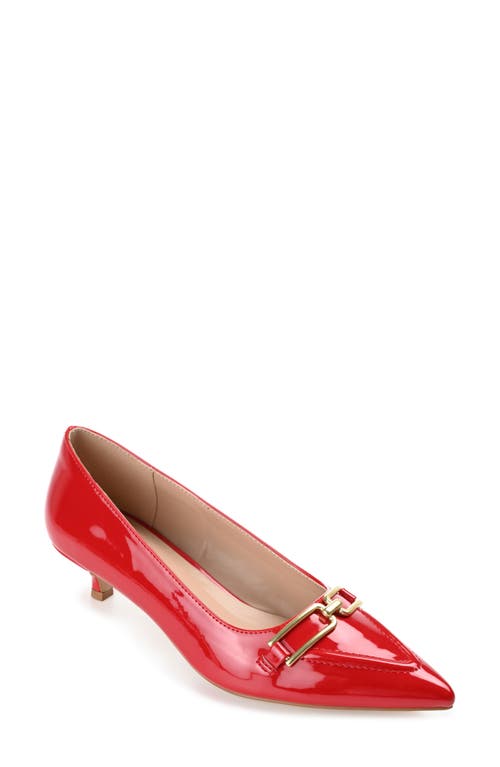 Journee Collection Women's Rumi Pointed Toe Kitten Heel Pumps In Red