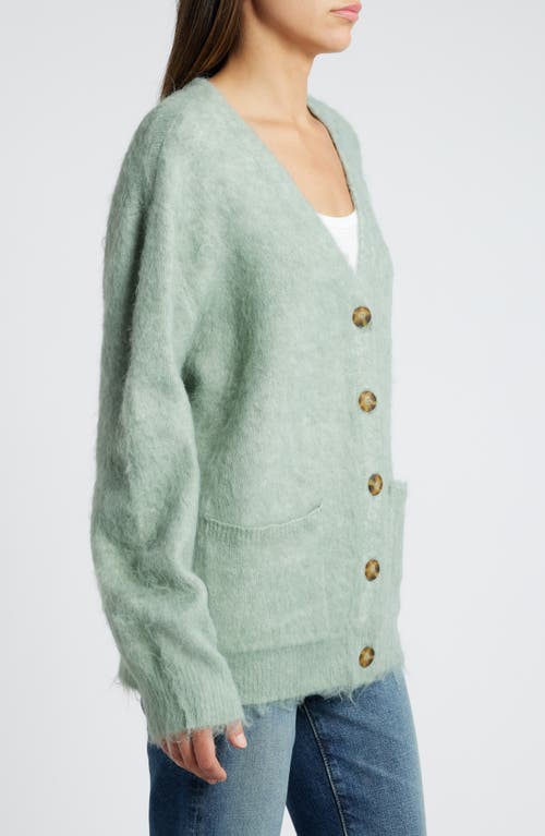 Shop Treasure & Bond Fuzzy Oversize Cardigan In Green Shore