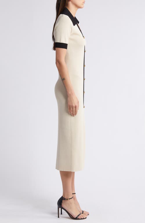 Shop Zoe And Claire Collared Button Front Sweater Dress In Cream