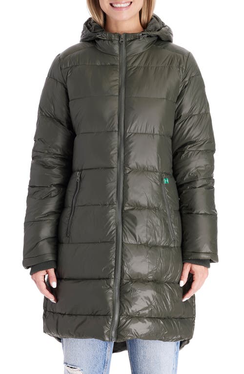 Modern Eternity 3-in-1 Waterproof Quilted Down & Feather Fill Maternity Puffer Coat in Khaki Green 