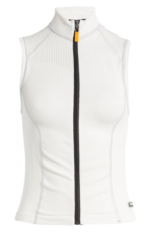 iets frans Seamless Mock Neck Rib Zip Tank in White