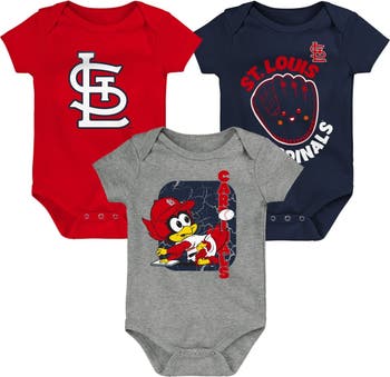 Newborn & Infant Red/Navy/Gray St. Louis Cardinals Change Up 3-Pack  Bodysuit Set