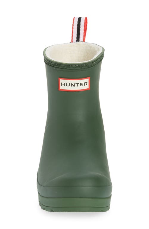 Shop Hunter Play Short Faux Shearling Lined Waterproof Rain Boot In Flexing Green/white Willow