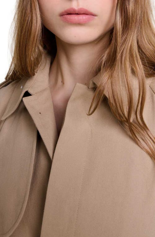 Maje Gustuds Short Water-repellent Trench Jacket In Beige