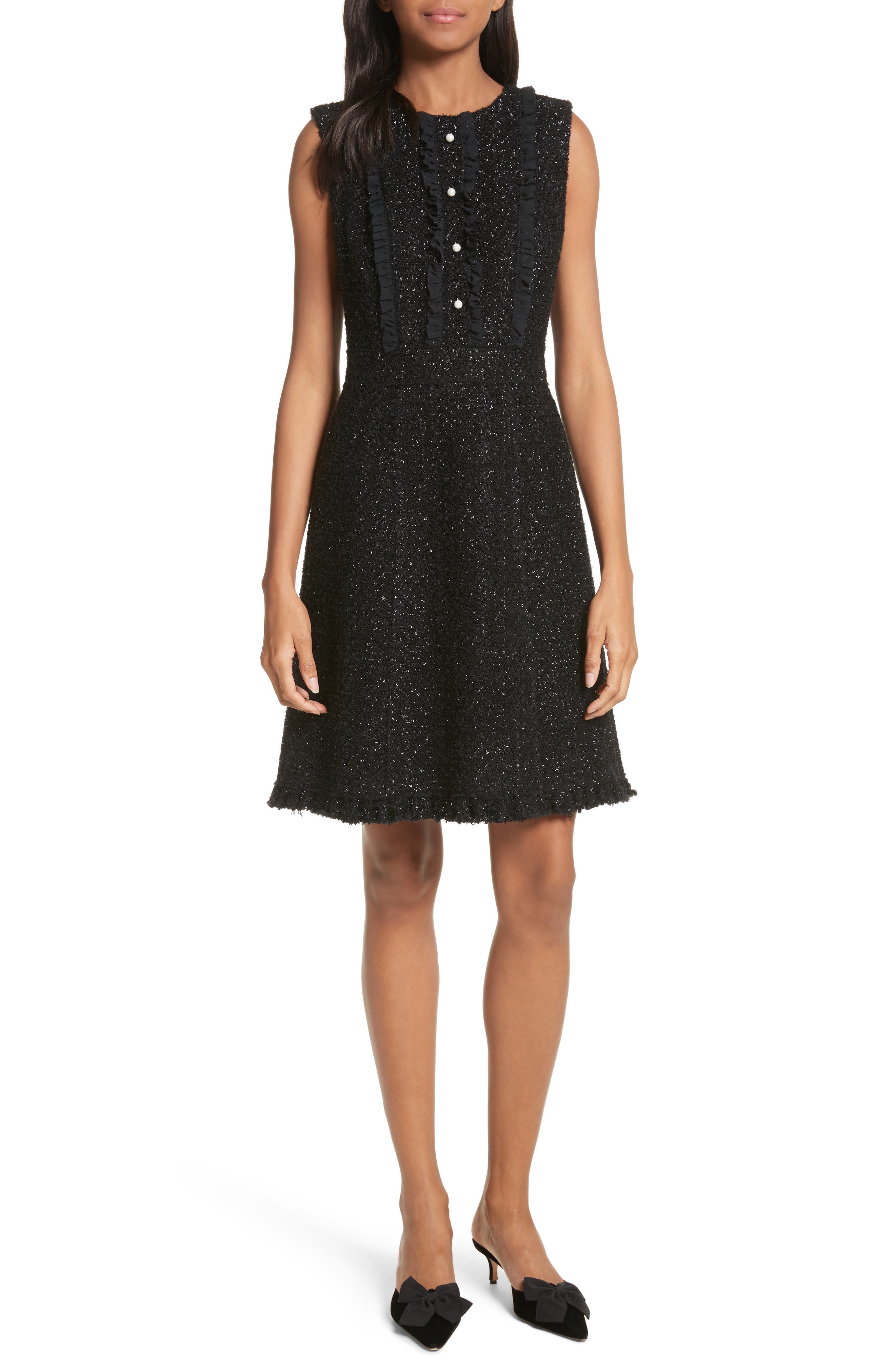 kate spade black dress with pearls