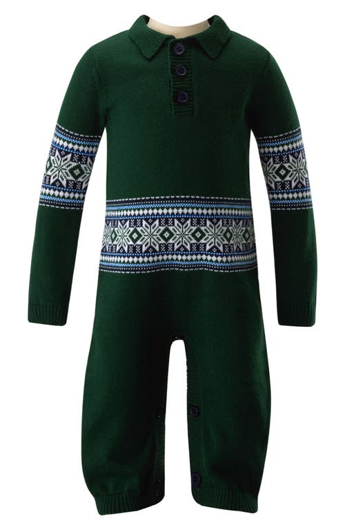 Rachel Riley Fair Isle Cotton Romper in Green 