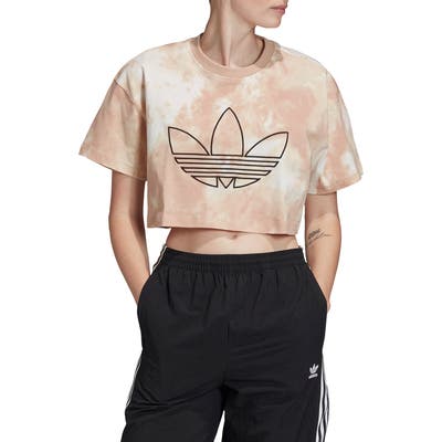 Adidas Originals Trefoil Crop T-Shirt, Beige
