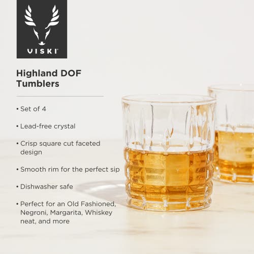 Viski Highland Crystal Dof Tumblers Set Of 4 In Clear
