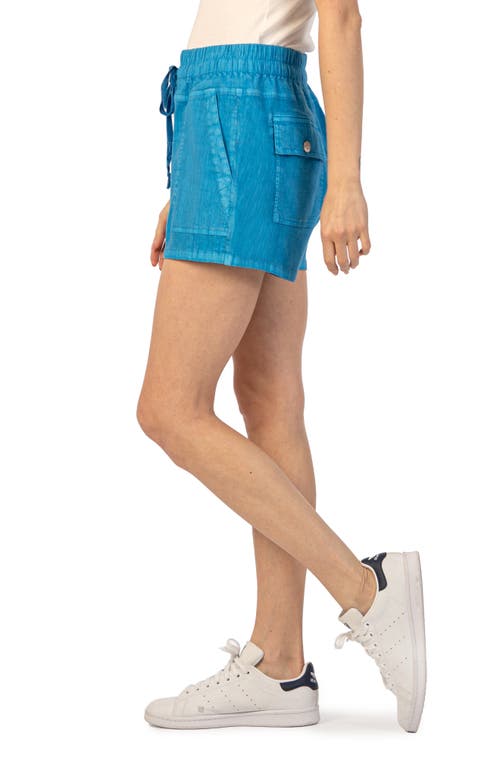 Kut From The Kloth Katana Drawstring Linen Blend Shorts In Azure