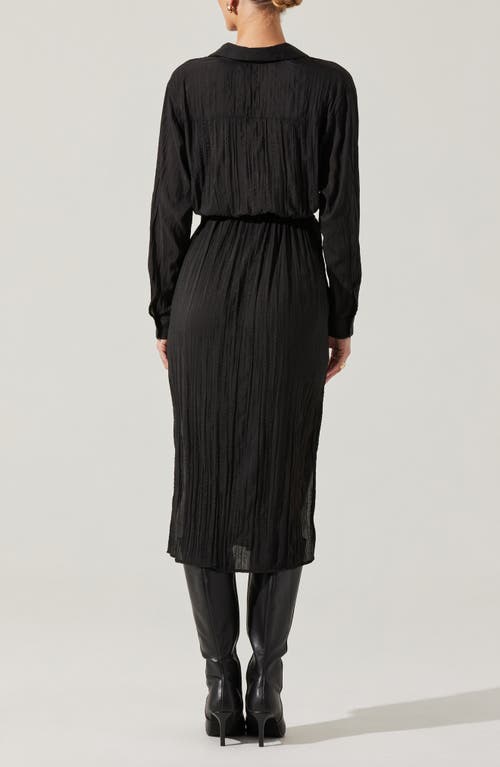 Shop Astr The Label Belted Long Sleeve Midi Shirtdress In Black