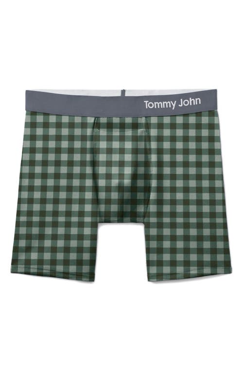 Shop Tommy John Cool Cotton Blend Boxer Briefs In Sea Spray Checkmate