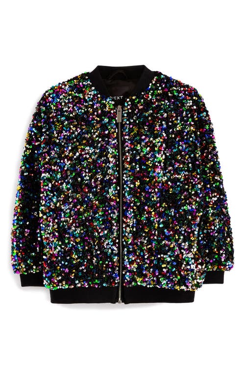 Shop Next Kids' Sequin Bomber Jacket In Black