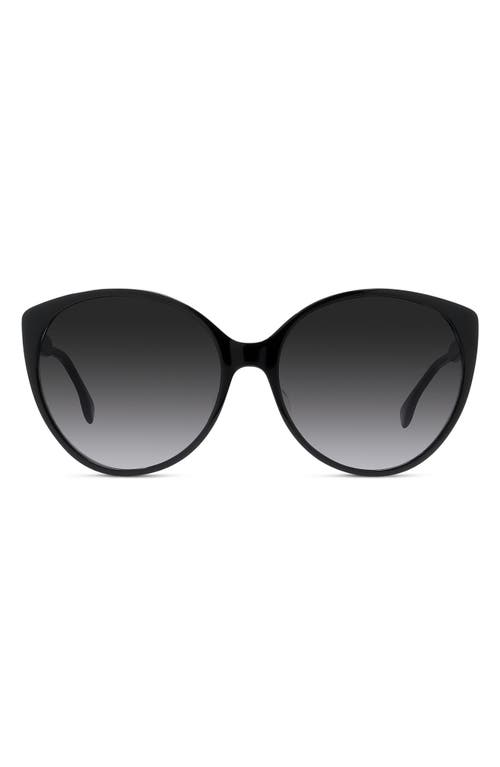 'Fendi Fine 59mm Round Sunglasses in Shiny Black /Gradient Smoke at Nordstrom