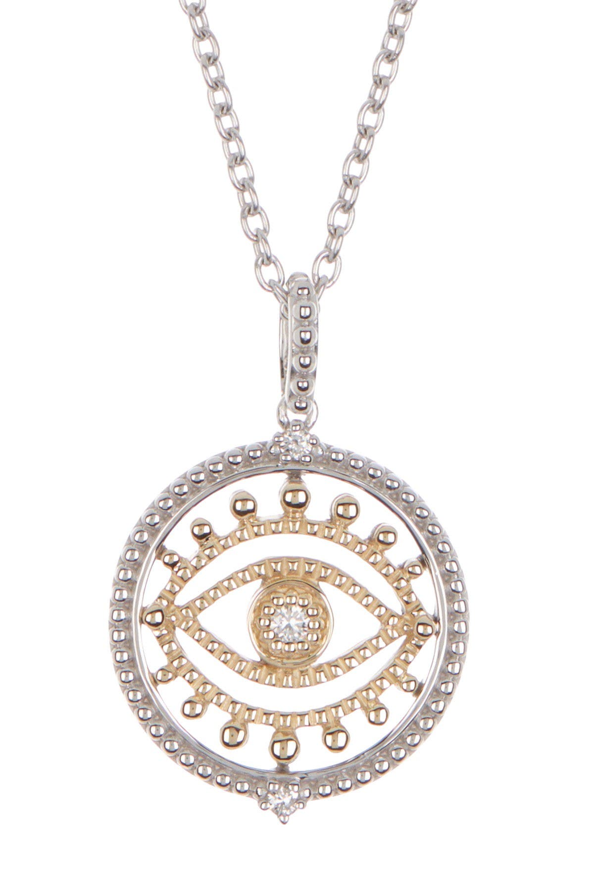 Judith Ripka | Two-Tone 14K Gold & Sterling Silver Evil Eye Diamond ...